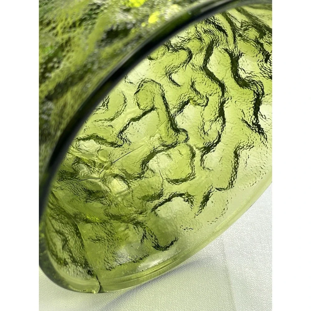 Vintage EO Brody M3000 Olive Green Textured Pedestal Glass Vase Planter 7